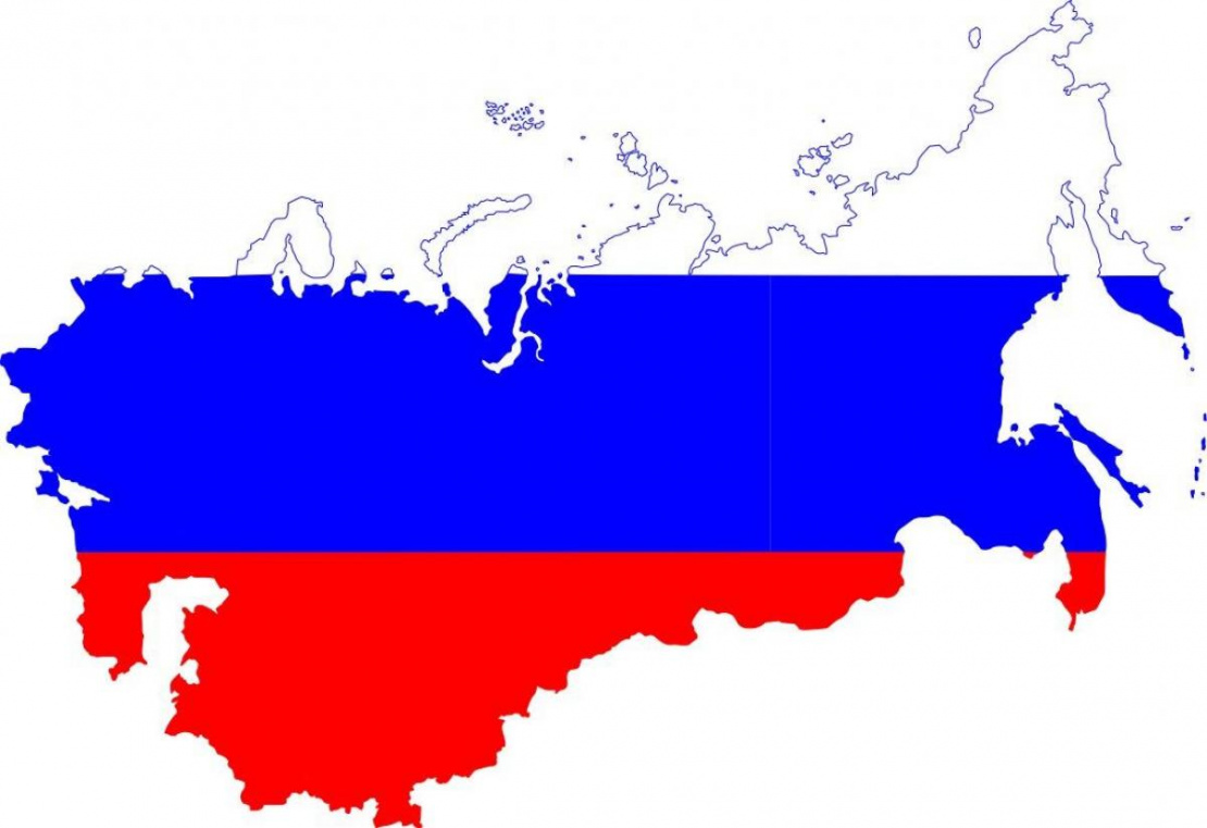 Карта России в виде флага